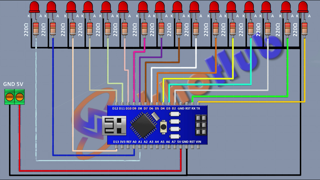 Connnect LED15(+) Pin to arduino  (A1)  and its other pin to ground.